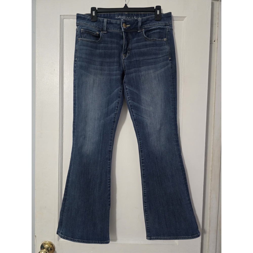 AE American Eagle Kick Boot women jeans size 10 Stretch Blue Medium